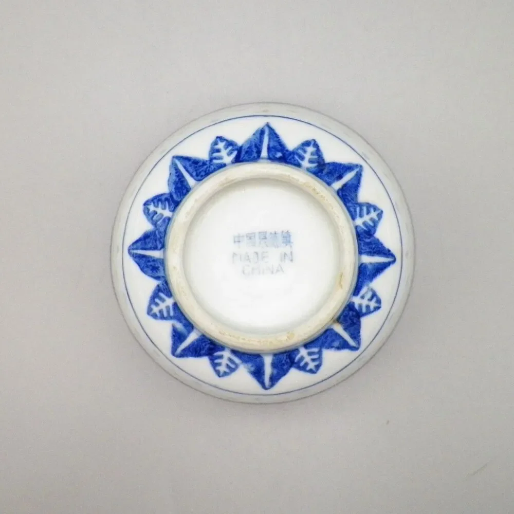 Chinese Blue White Porcelain Translucent Rice Eye Rice Bowl with Spoon